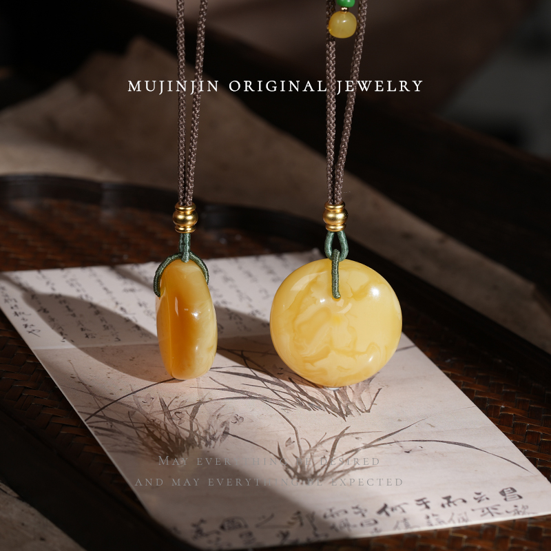 【木槿槿】天然白花蜜蜡吊坠女款时尚饰品多样性发一QS2853-C2_1-2