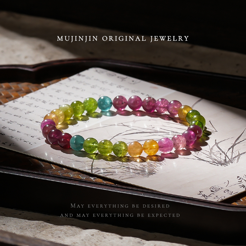 【木槿槿】天然碧玺6mm+闺蜜手串女款送女生礼物时尚百搭手链XL1697