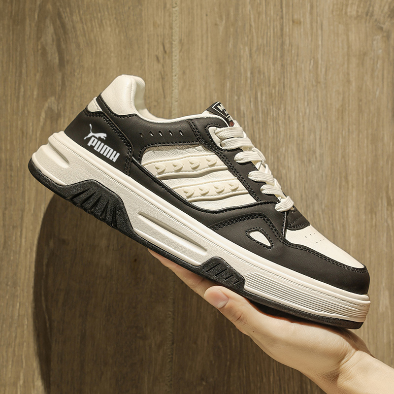 正品虎彪馬壮男鞋秋冬皮面小众舒适百搭男士小白鞋轻便德训运动鞋