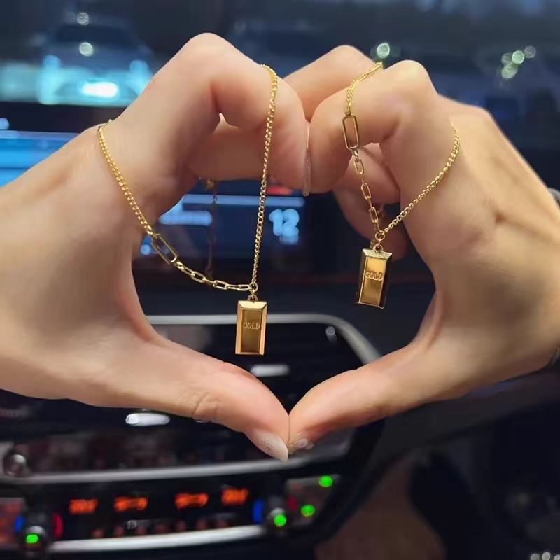 铜合金项链 暴富个性锁骨项链金色520礼物送女友0071