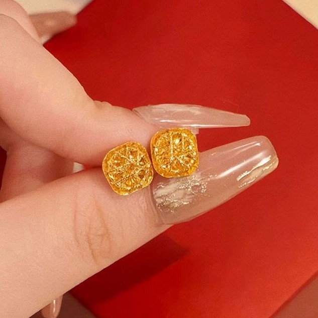 铜合金耳饰 爆闪大方糖耳钉轻奢时尚甜美耳环0023