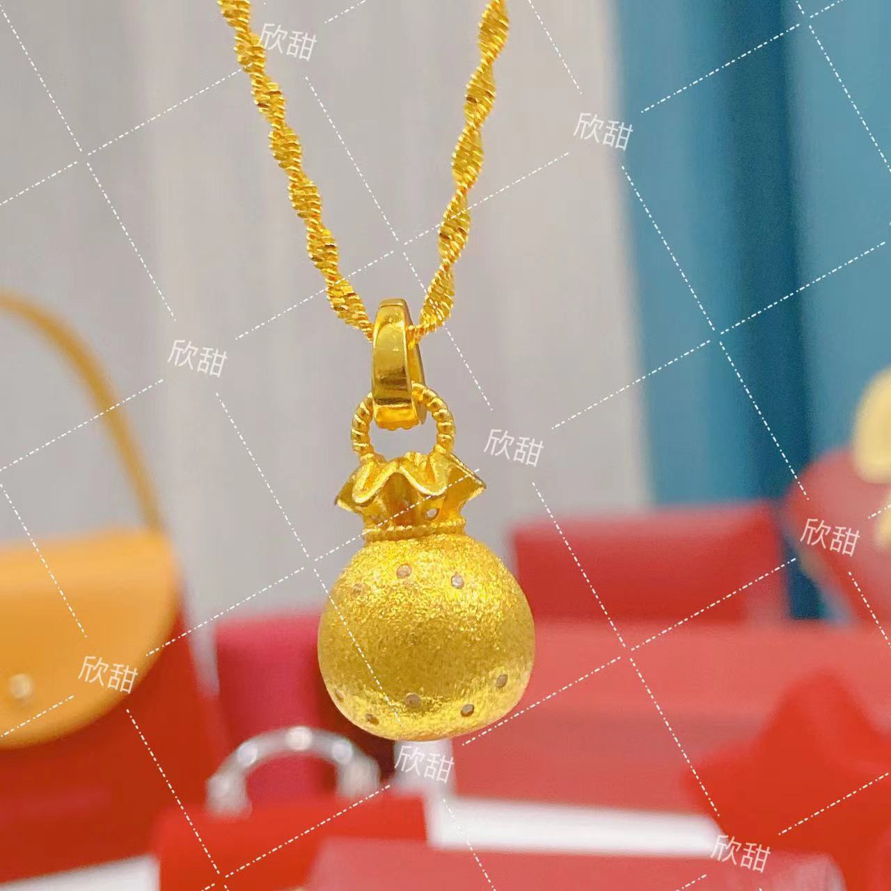 铜合金项链 鑫新款点钻拉丝钱袋子女士项链中国风福袋毛衣链 0061