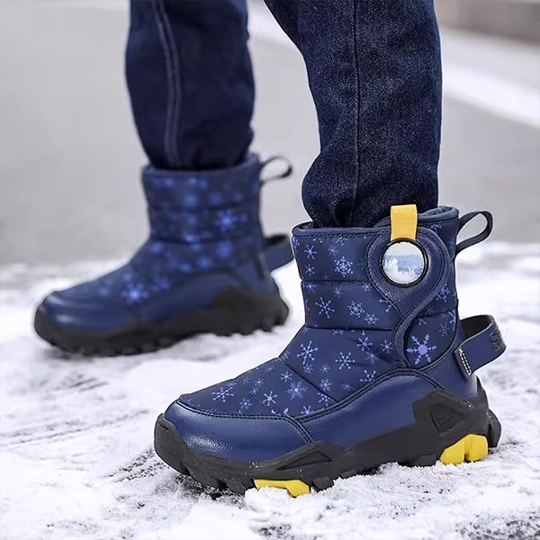 男童雪地靴冬季2023新款东北大棉鞋儿童冬鞋皮毛一体加绒防水男孩