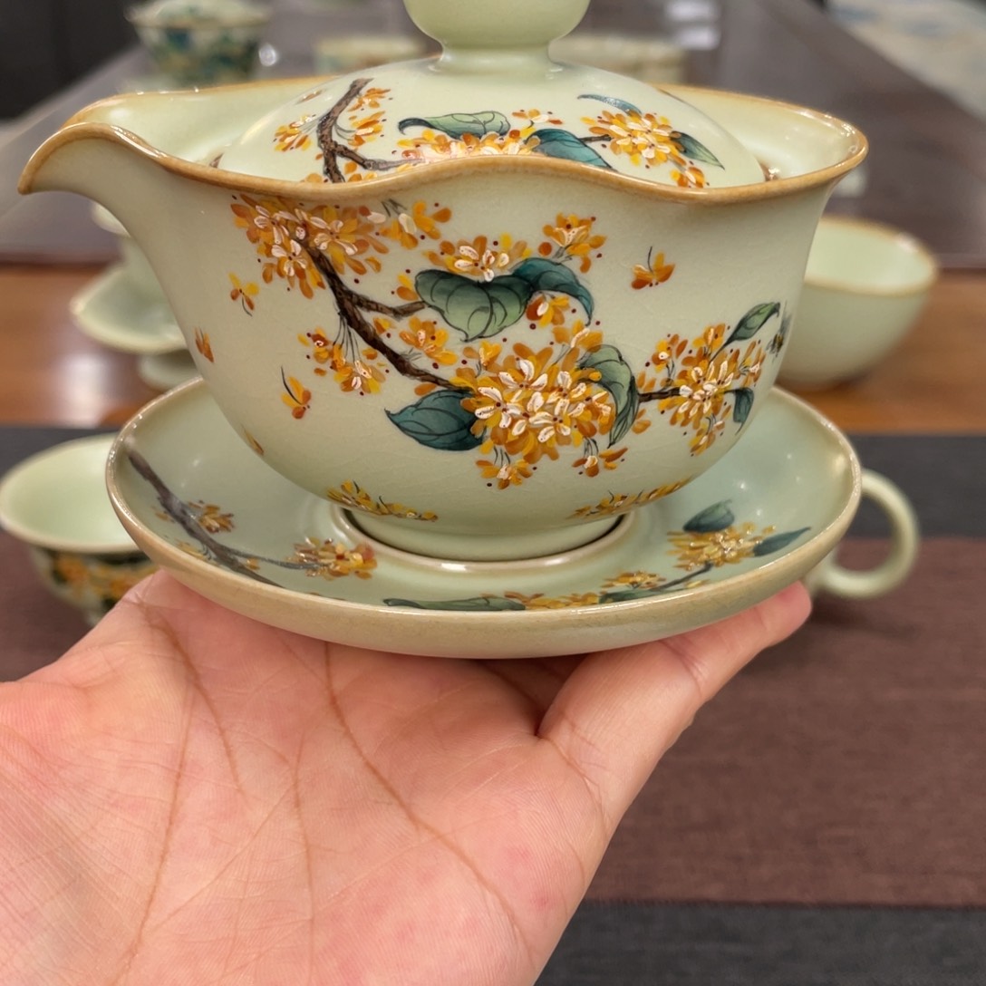 粉青知性盖碗（桂花）