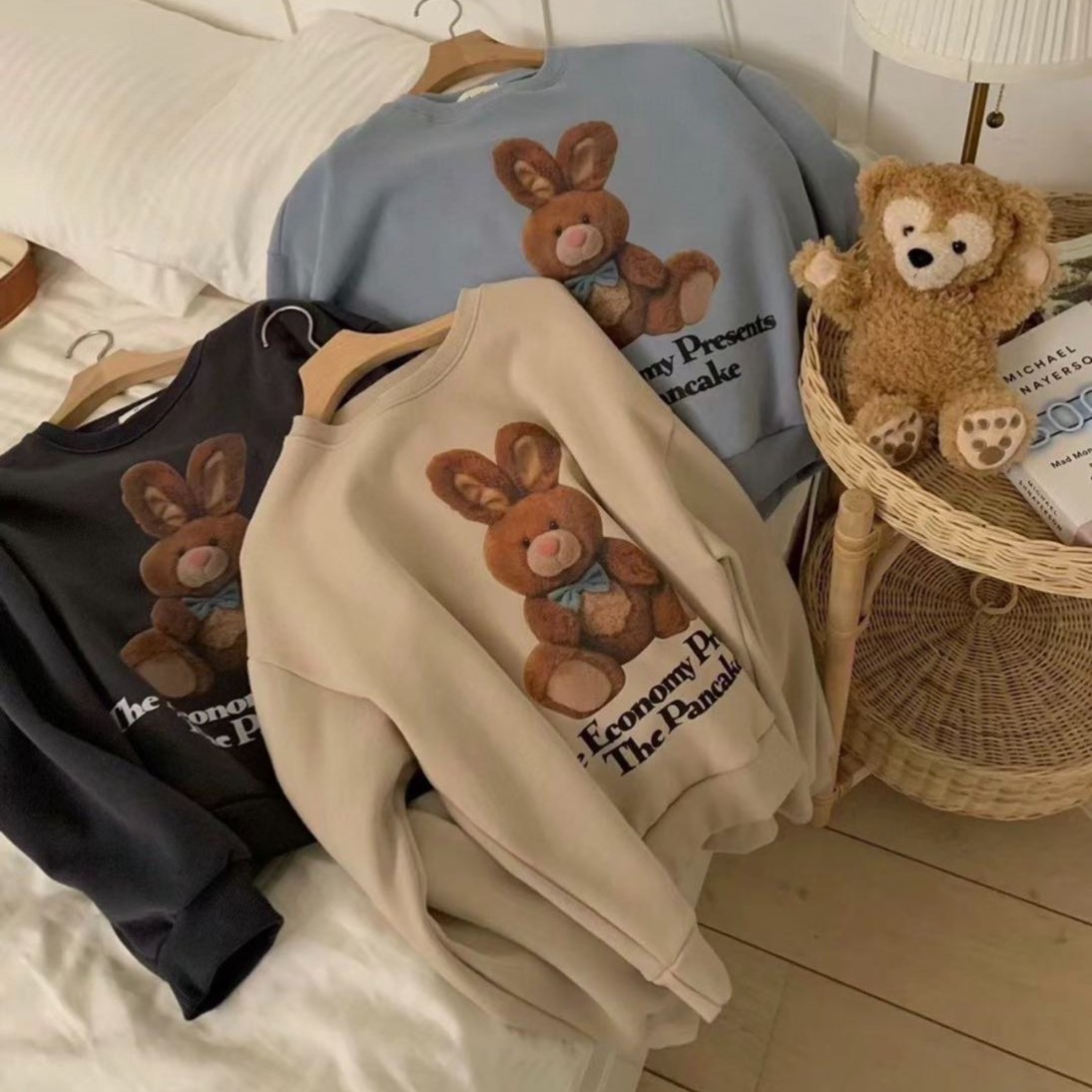 ❤️福利泡菜国M家兔加绒圆领卡通卫衣休闲freesize宽松