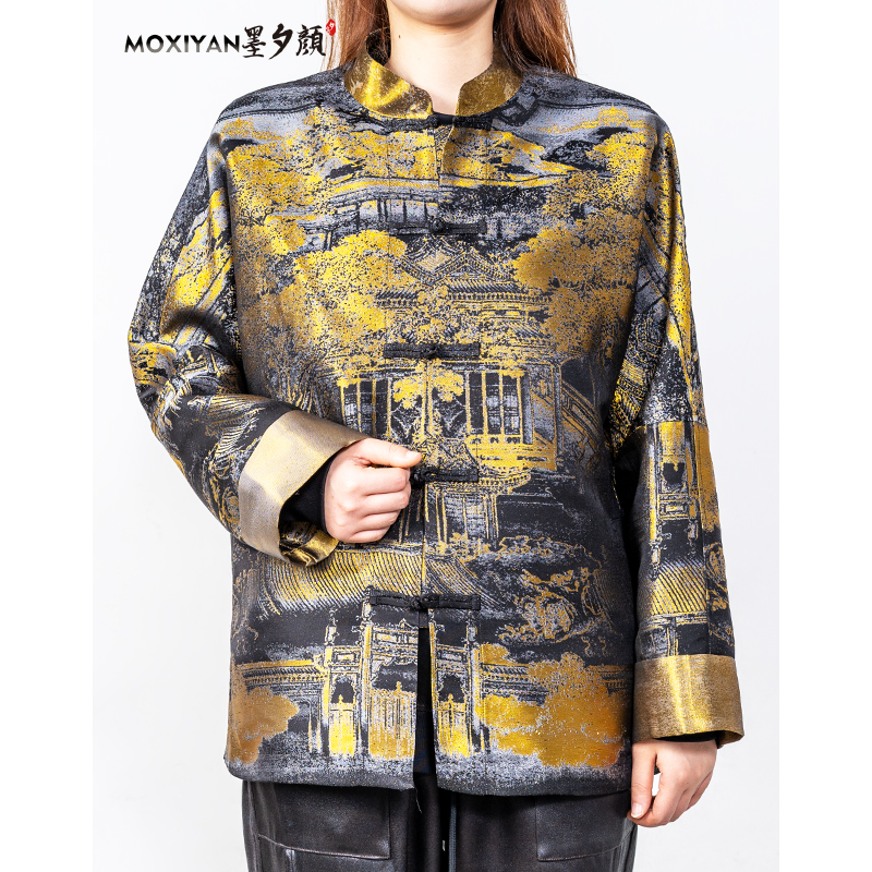 【墨夕颜】2024新款桑蚕丝国风男士 汉宫秋月宋锦唐装-MH-525
