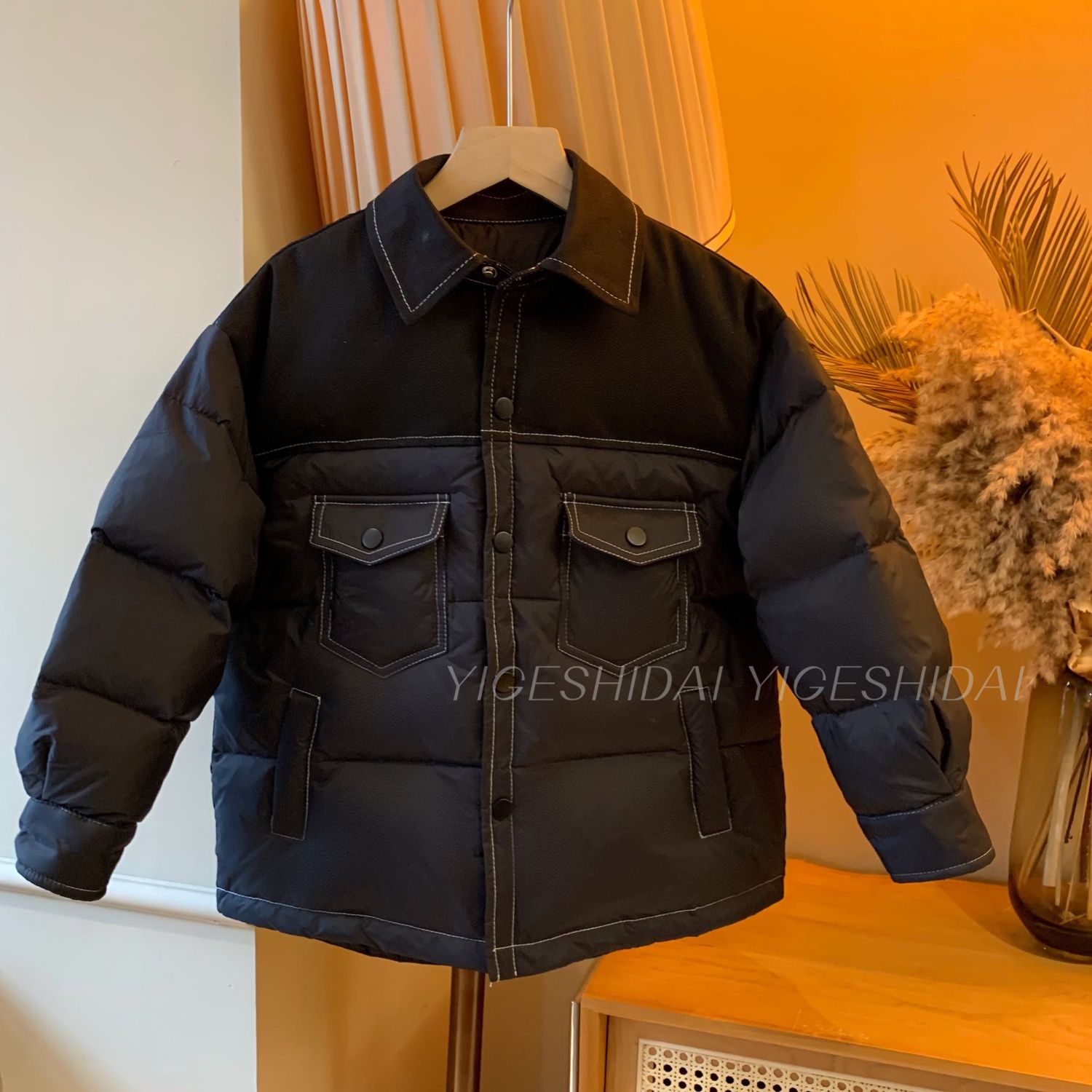 童装男童中大童儿童2024新款加厚棉衣棉袄上衣外套工装潮