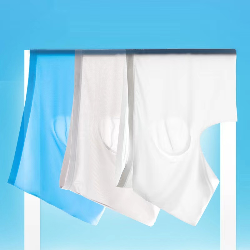 一片式冰丝男士内裤无痕锦纶平角裤透气纤薄无感3D冲模