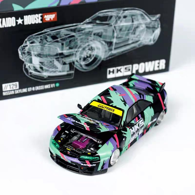 [强尼现货]Kaido House+MINIGT 1:64 HKS GTR R33 合金汽车模型