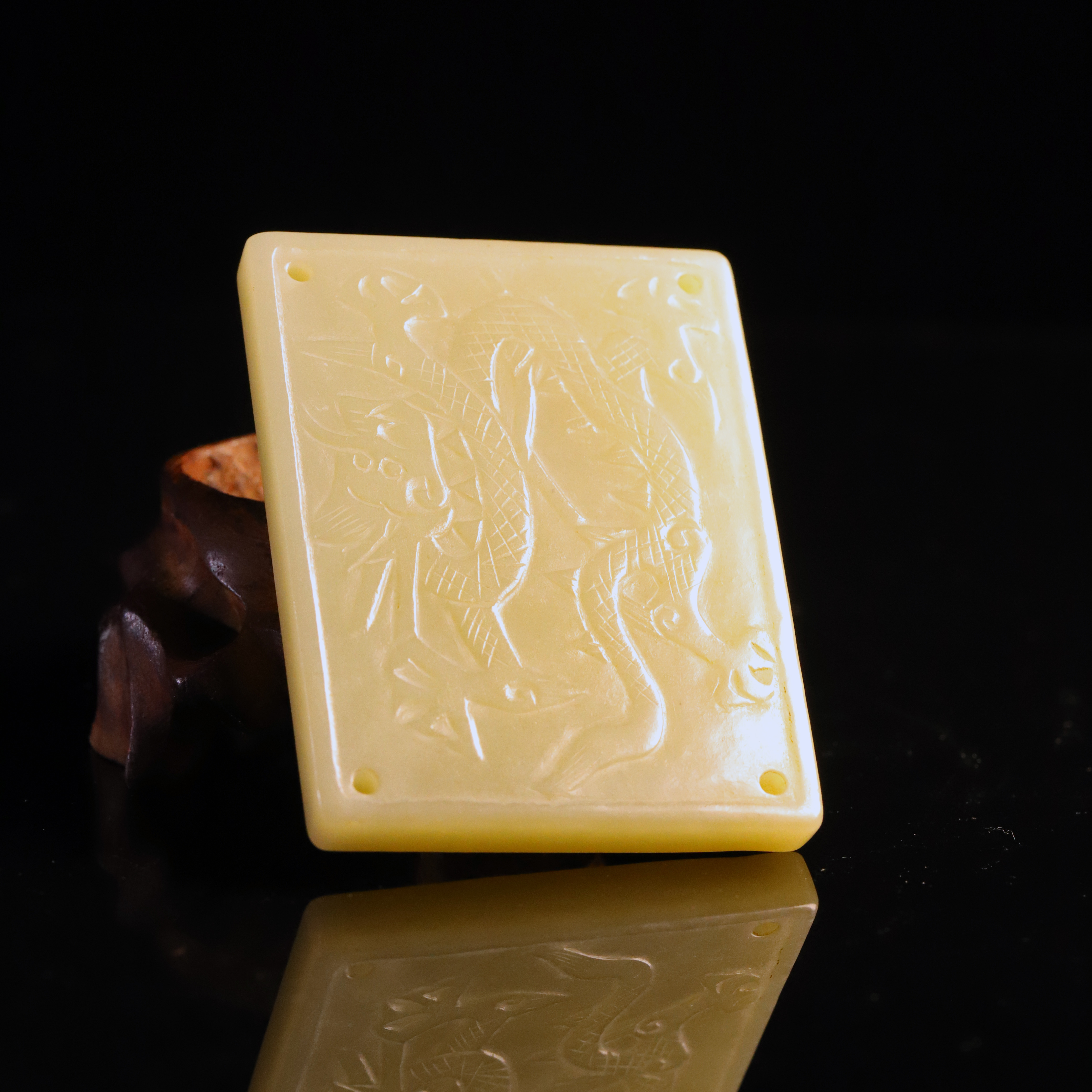 705清代和田玉龙纹带板773