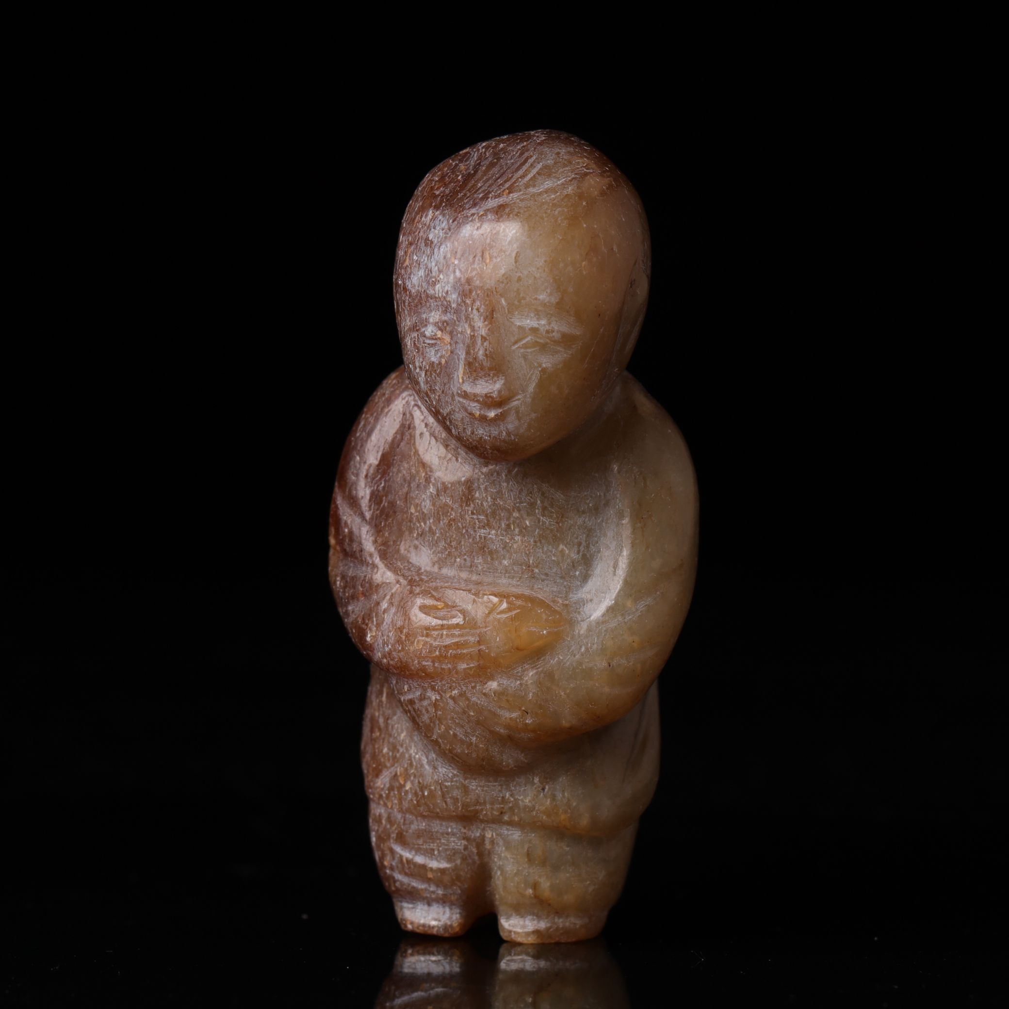 1102明代和田玉童子花件380