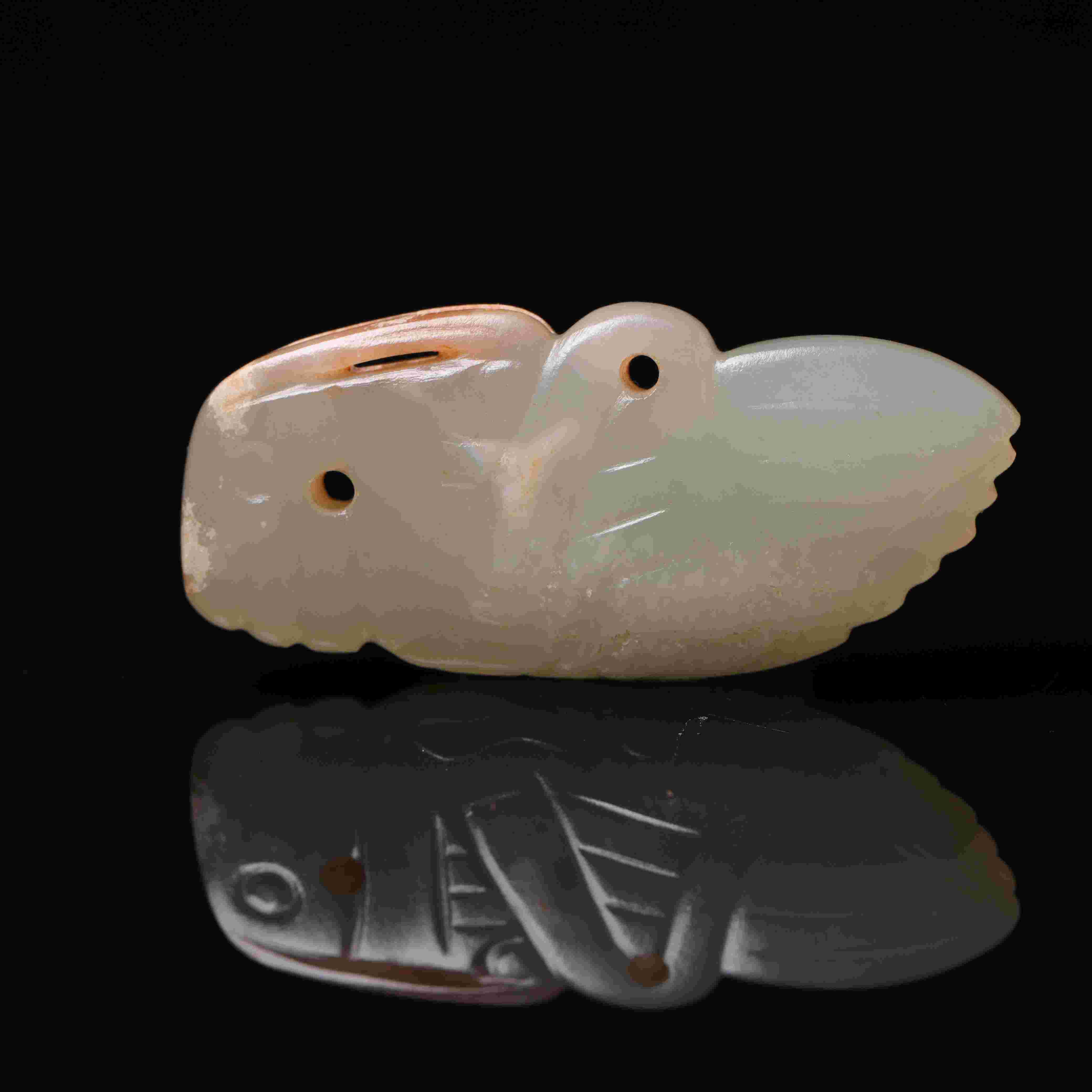 1140明代和田玉玉璜花件1647