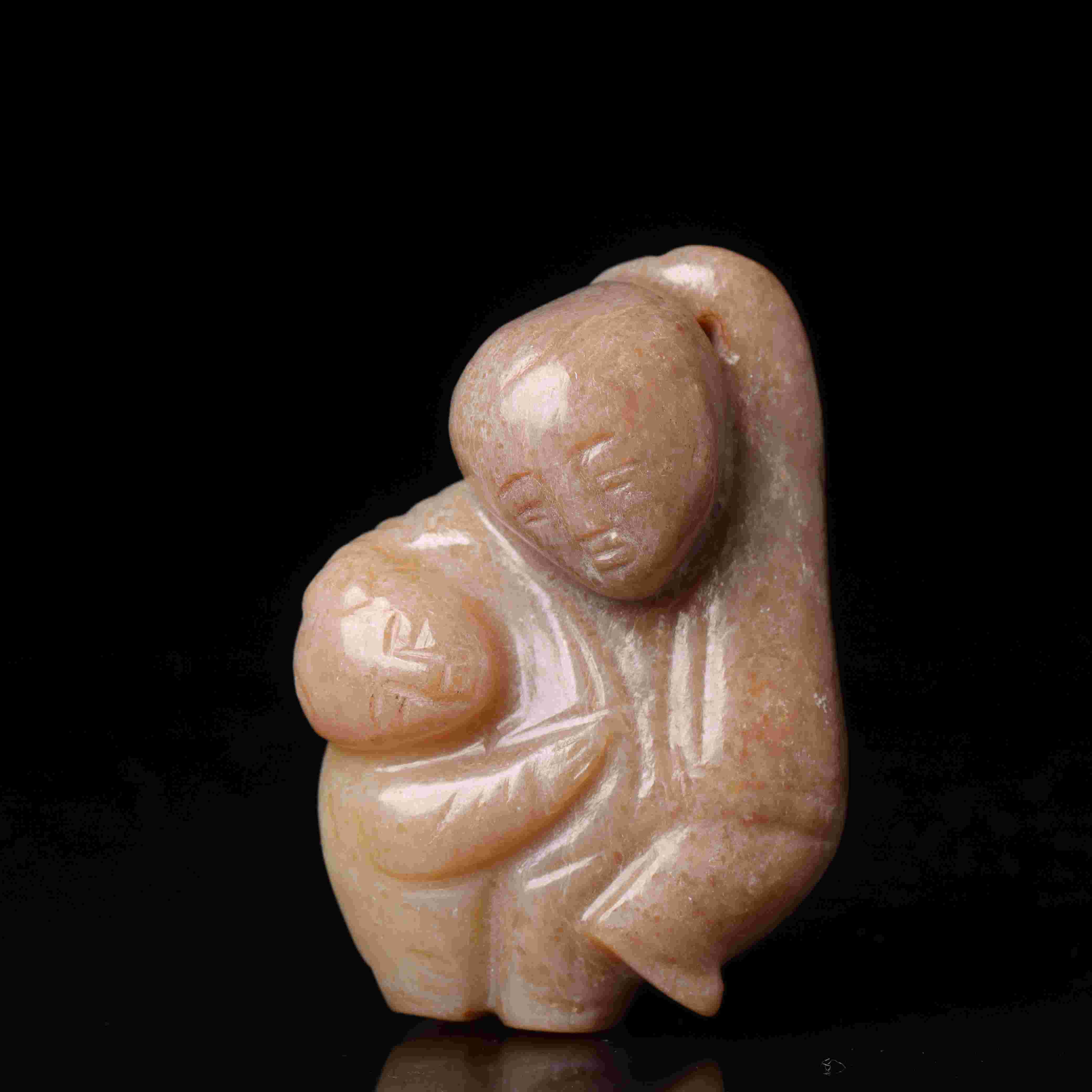 160明代和田玉童子花件38