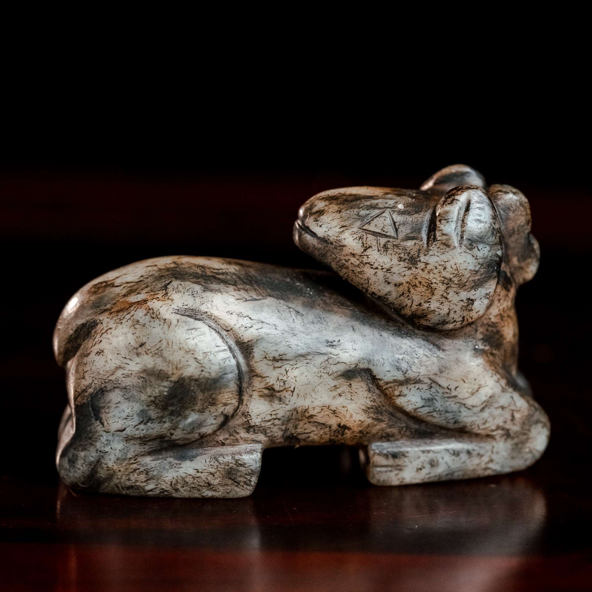 1107明和田玉天鹿把件1400