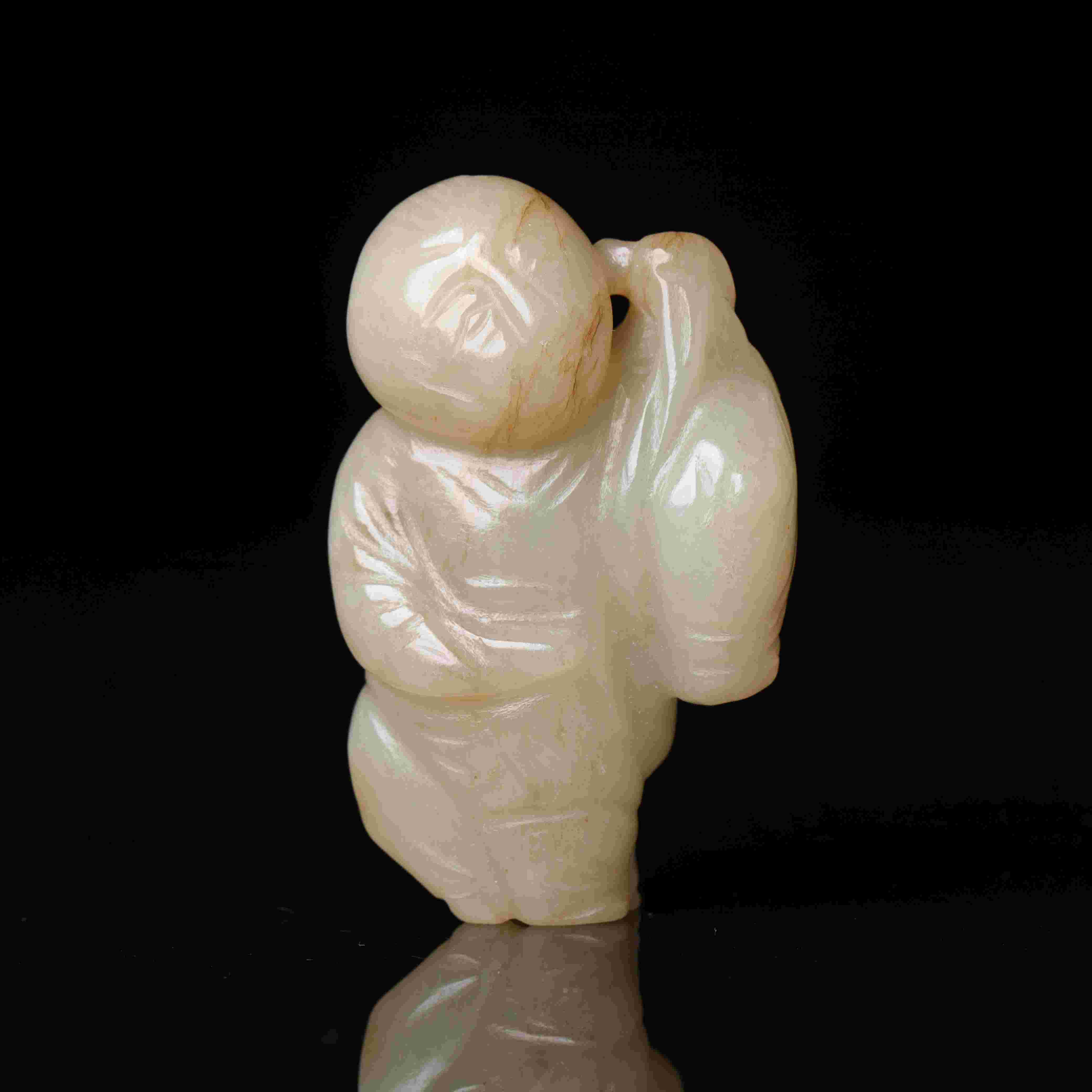 119清代和田玉童子花件338