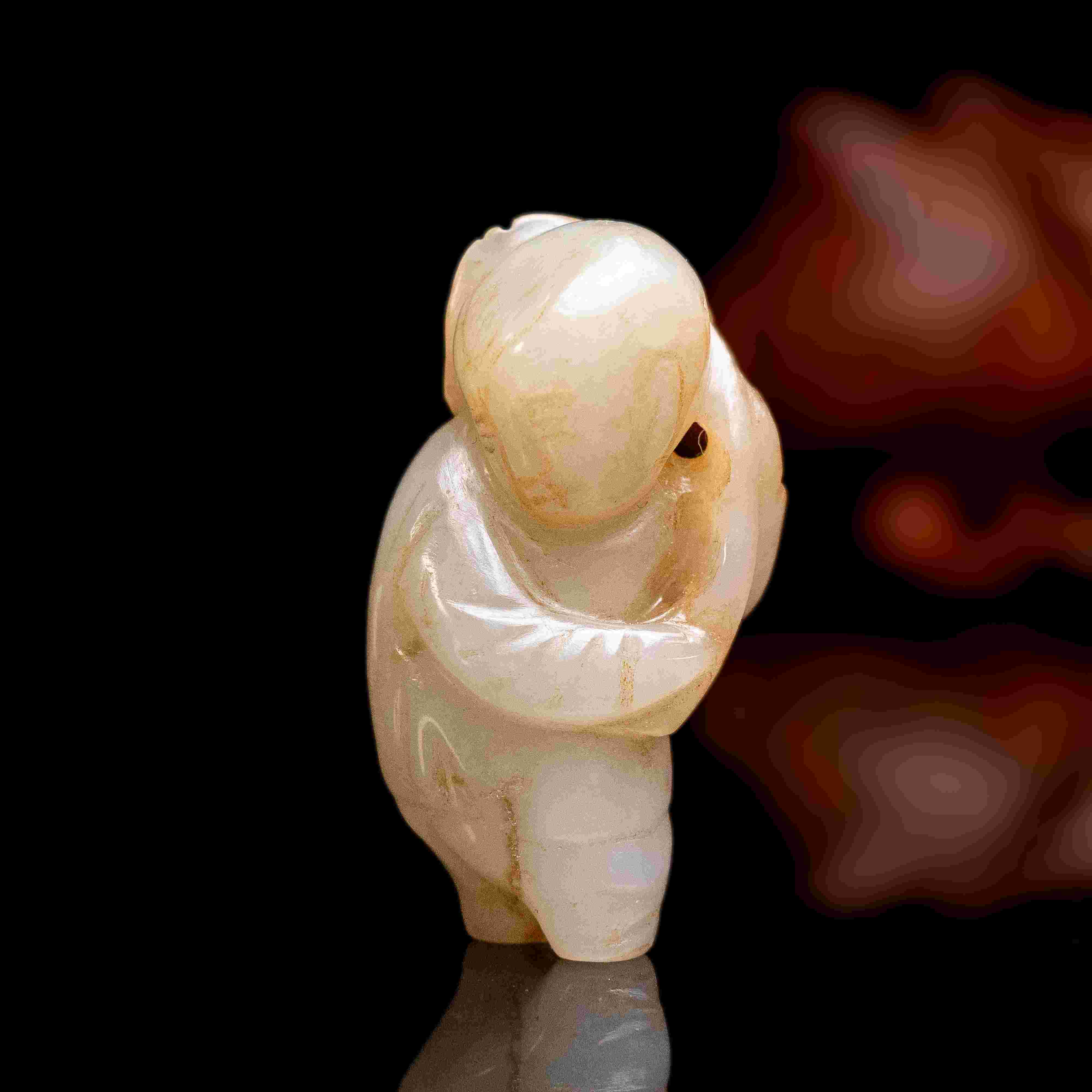 373清代和田玉童子花件955