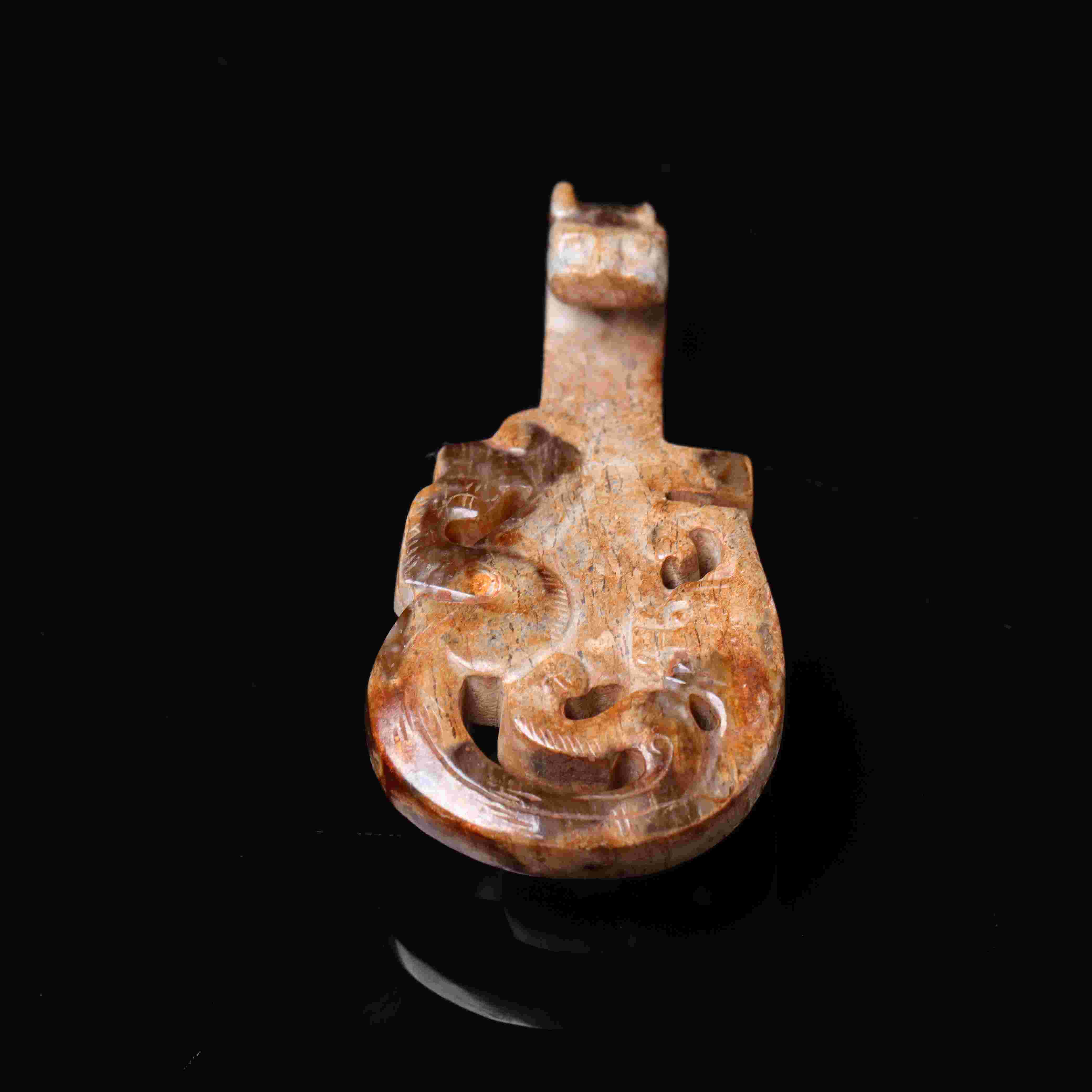 1355明代和田玉双龙带钩1633