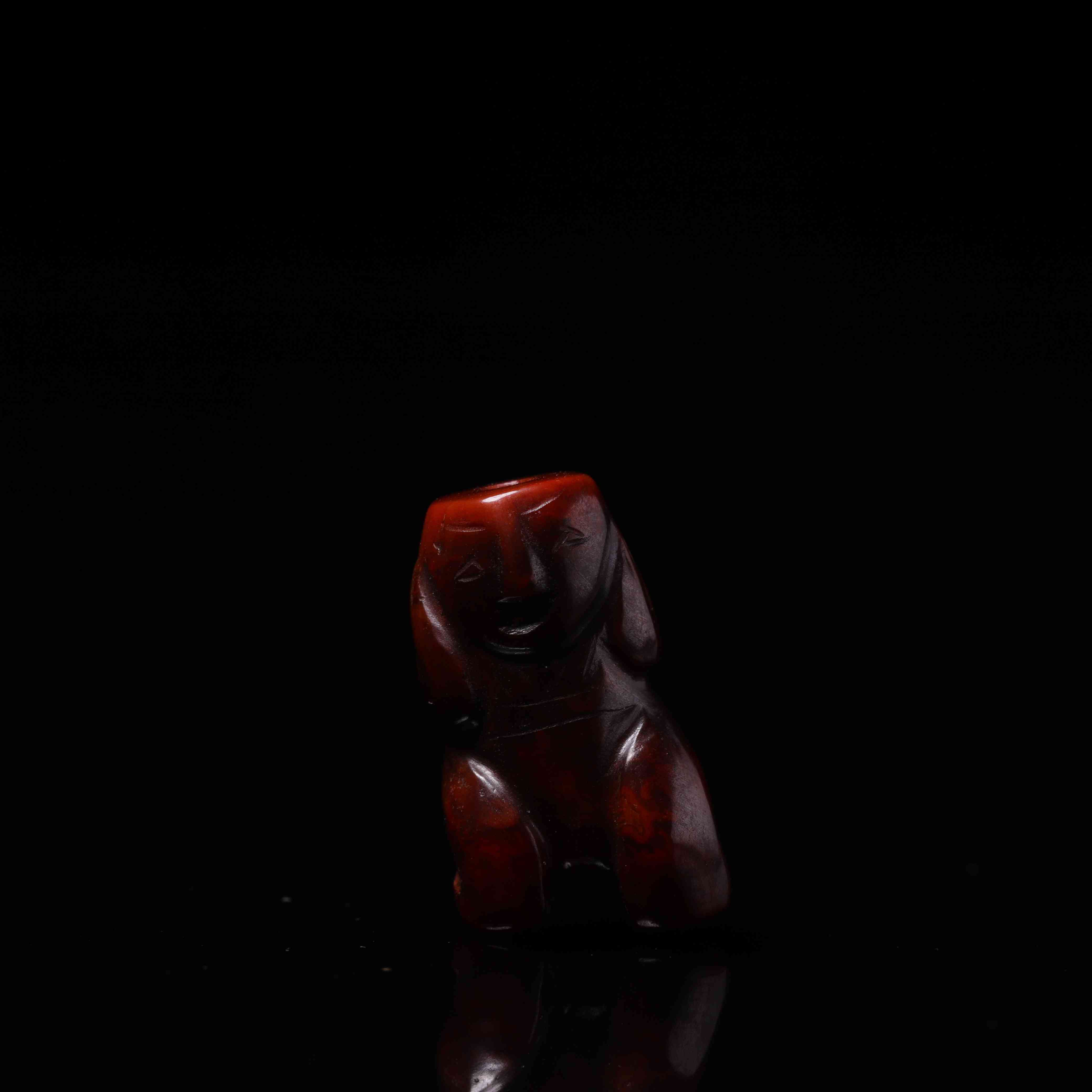 1168明代天然红缟跪人1514