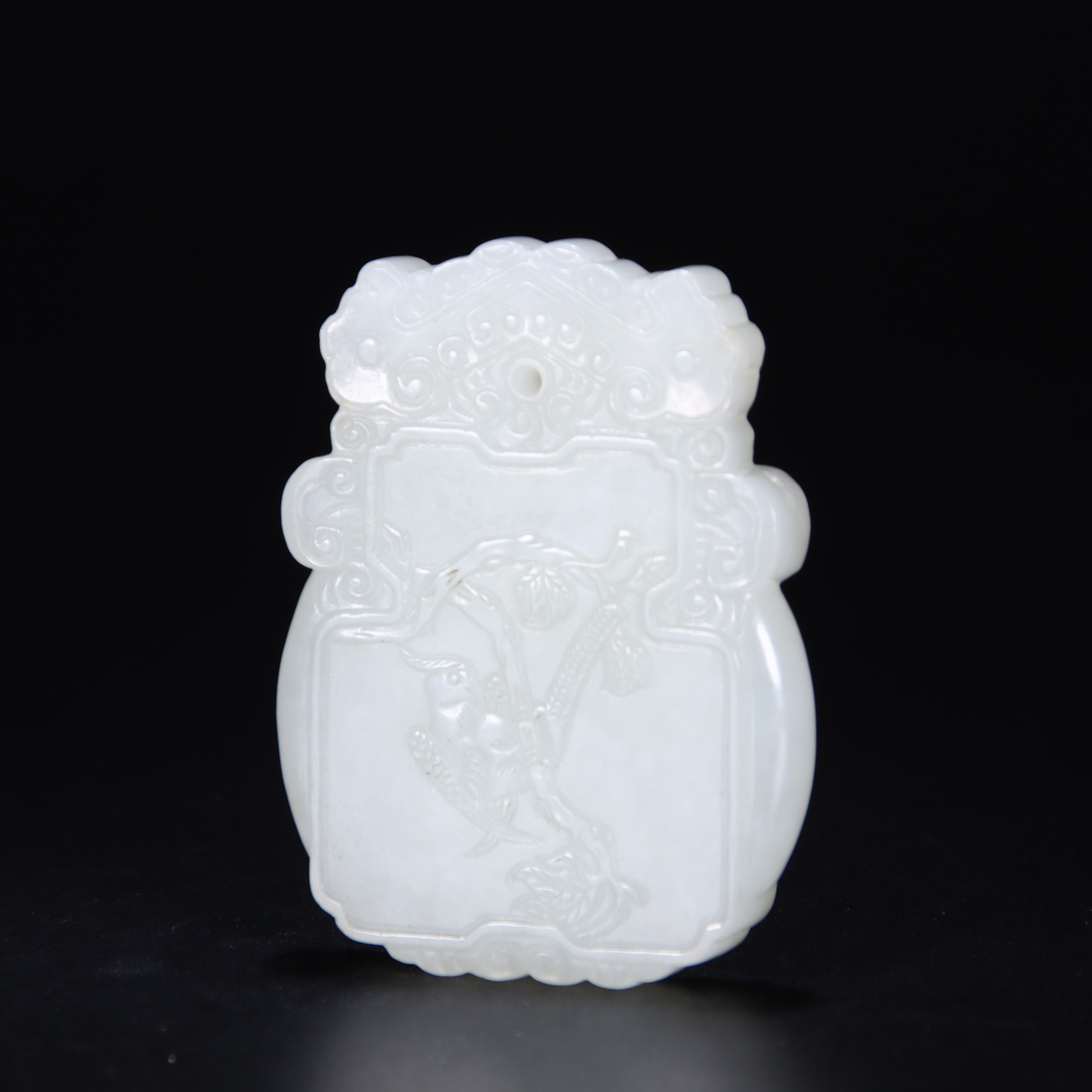 1520清和田玉花鸟牌挂件1075