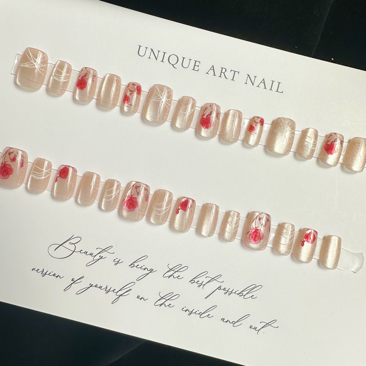 【配固态胶+烤灯】21#玫瑰花田猫眼美甲片气质轻奢显白美甲限领一次