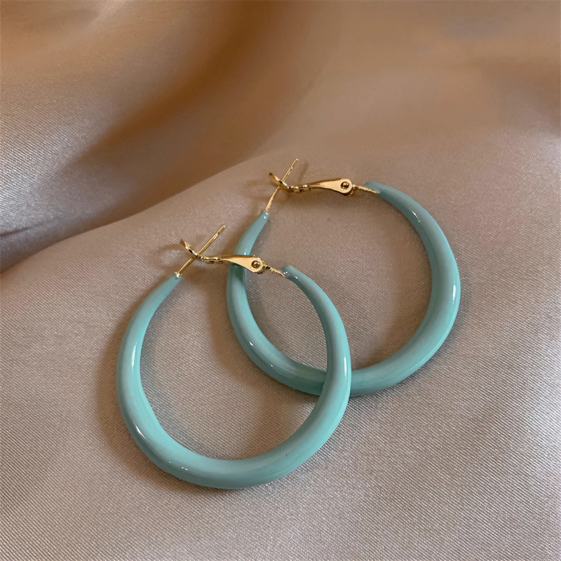 铜合金耳饰 夏天甜美彩色圈圈耳环女耳圈小众设计气质高级感耳饰 
