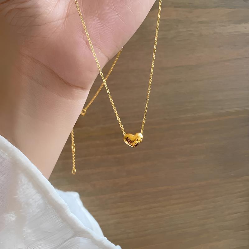 钛钢项链 不掉色~高级感爱心项链女日常百搭桃心锁骨链ins夏颈链 