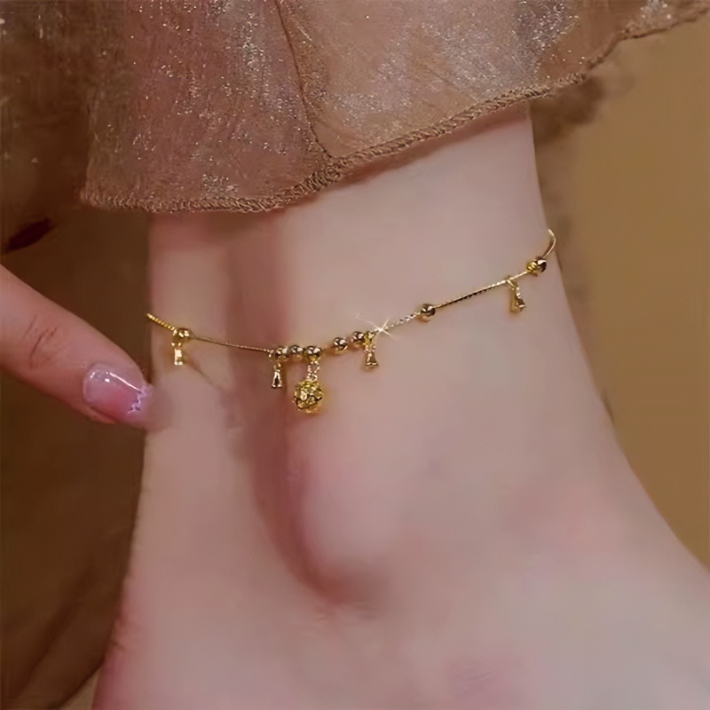 铜合金脚链 小众设计感铃铛脚链女轻奢高级感冷淡风网红少女足链 