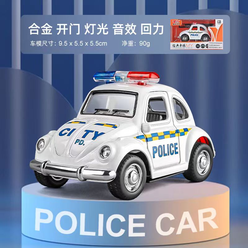 合金卡通Q版回力消防警车系列老爷车带灯光音乐儿童玩具汽车模型
