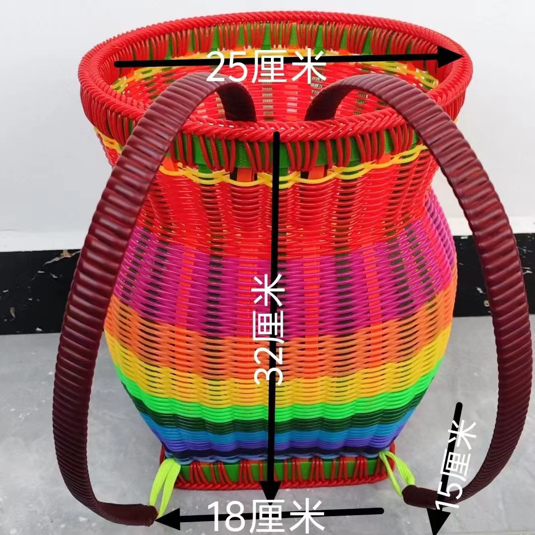 迷你版成人手工编织藤条彩色背篓背筐道具家用手工艺品包邮