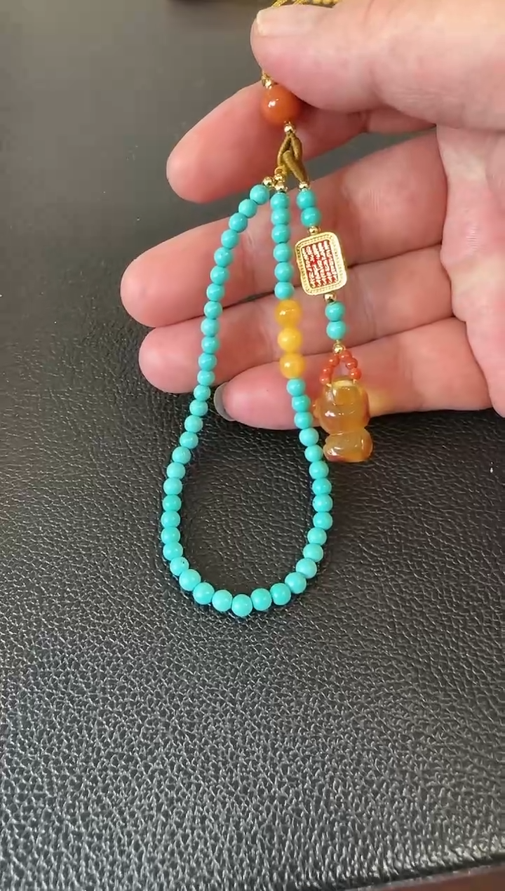 【闪购商品】蜜蜡裸石未镶嵌蜜蜡小熊手机挂