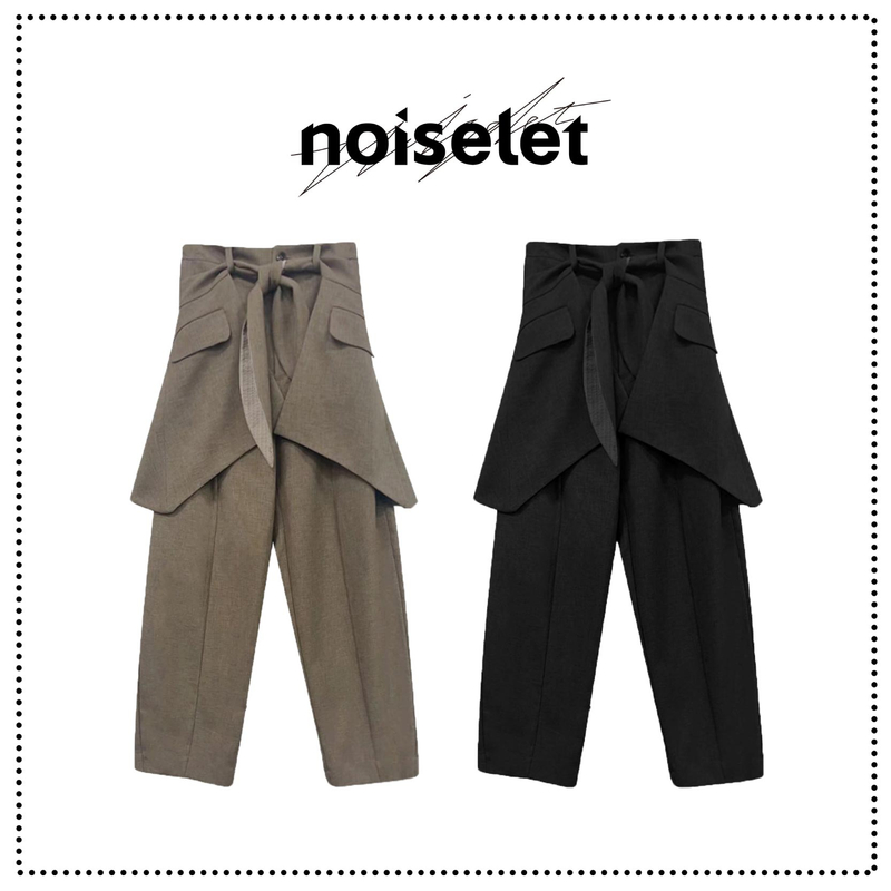 noiselet双层次结构可拆卸裙摆系带弯刀九分裤 N949