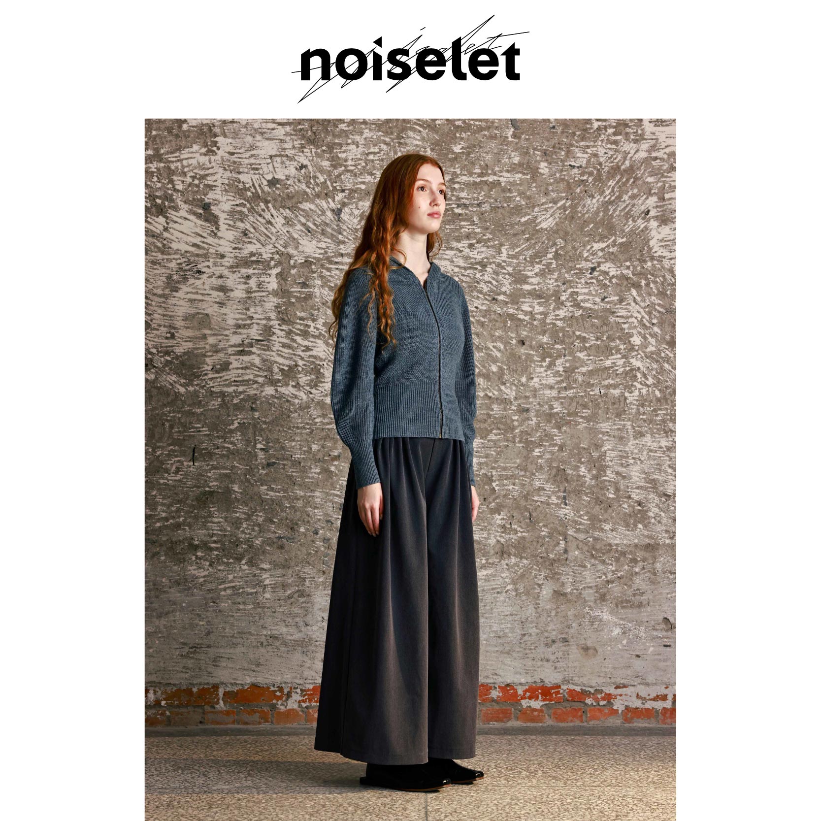 noiselet廓形打褶宽松垂感阔腿长裤 N951