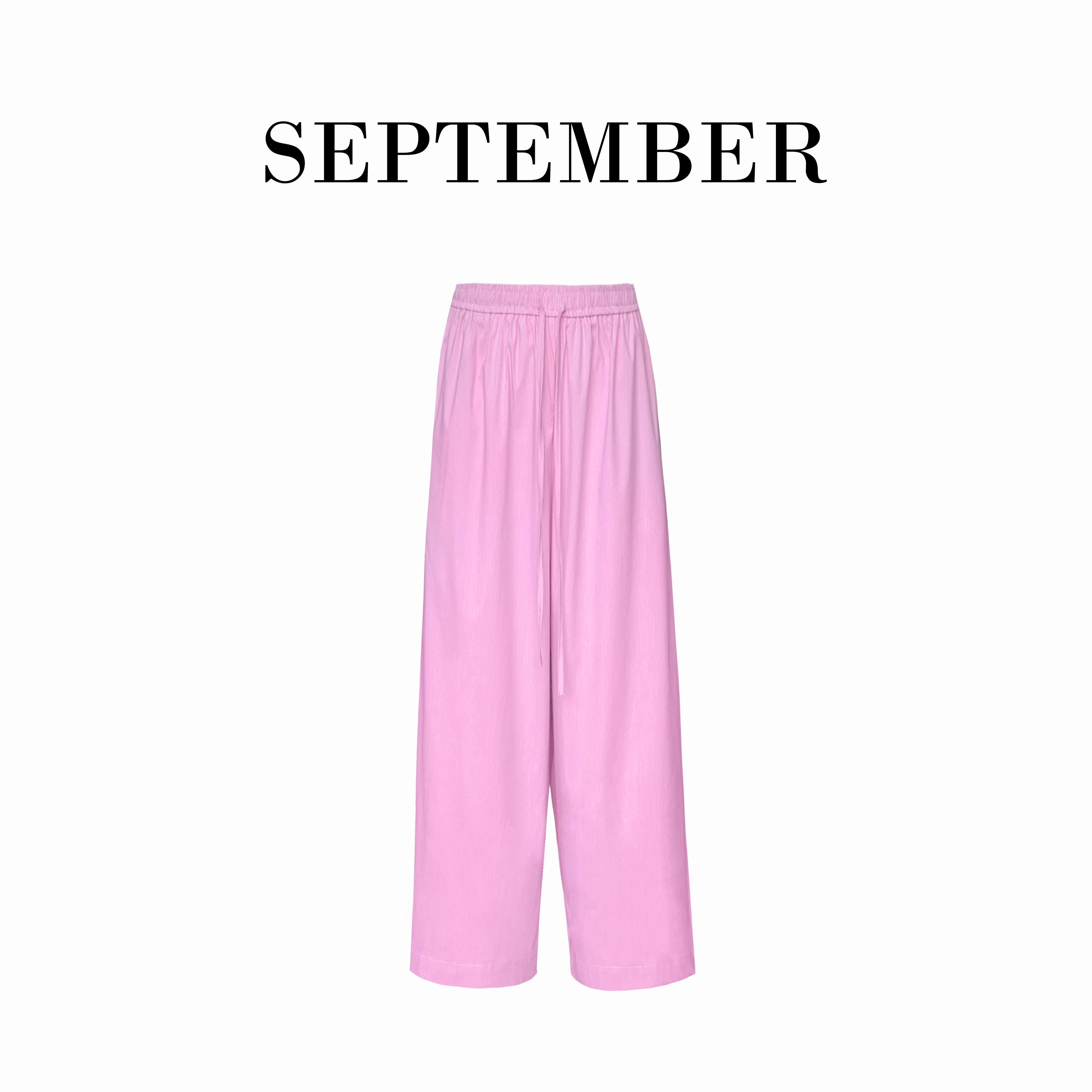 2024春夏SEP.条纹抽绳阔腿裤|宽松休闲直筒女裤 3339# 2