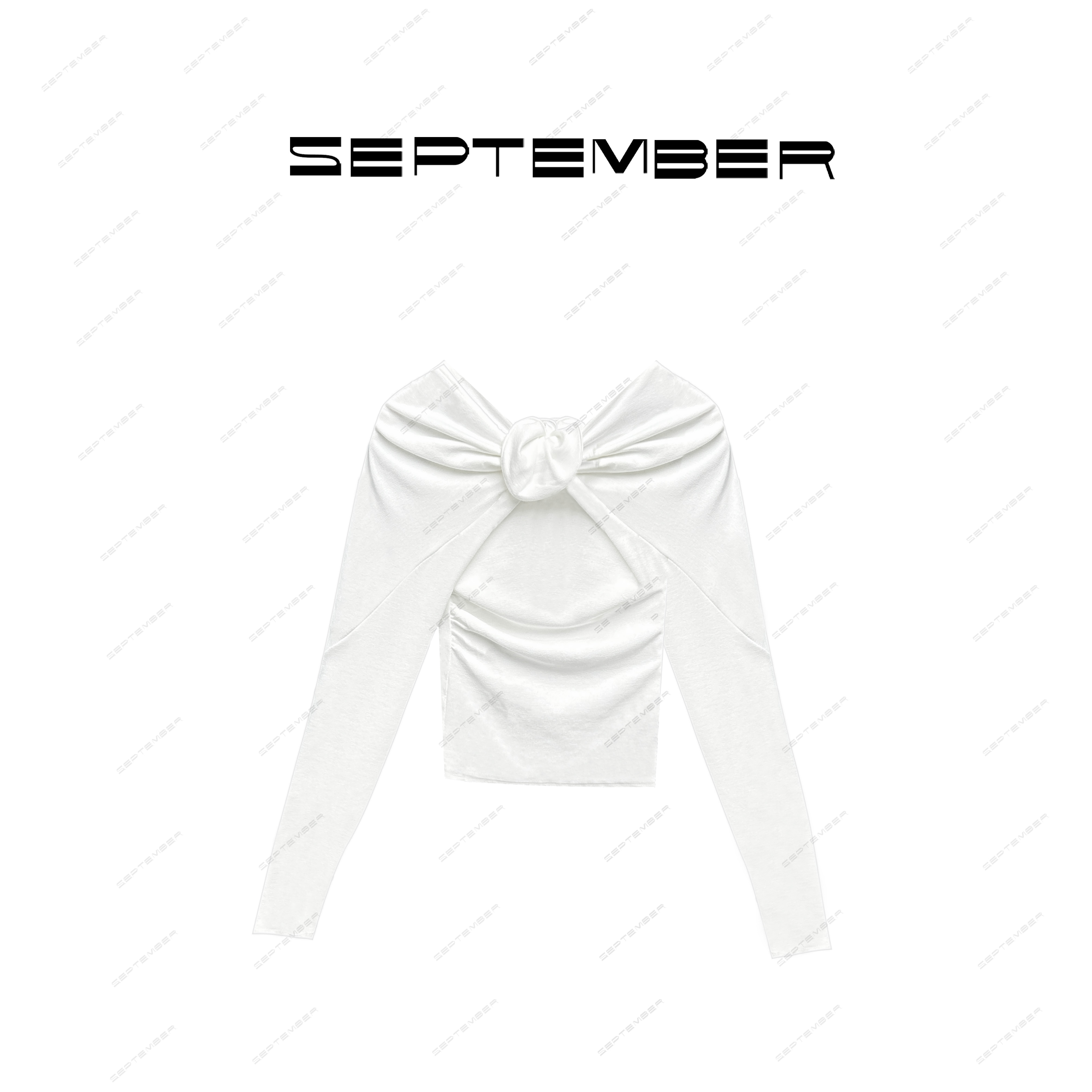 秋季新款断码捡漏.花朵斜肩绑带打底上衣4007