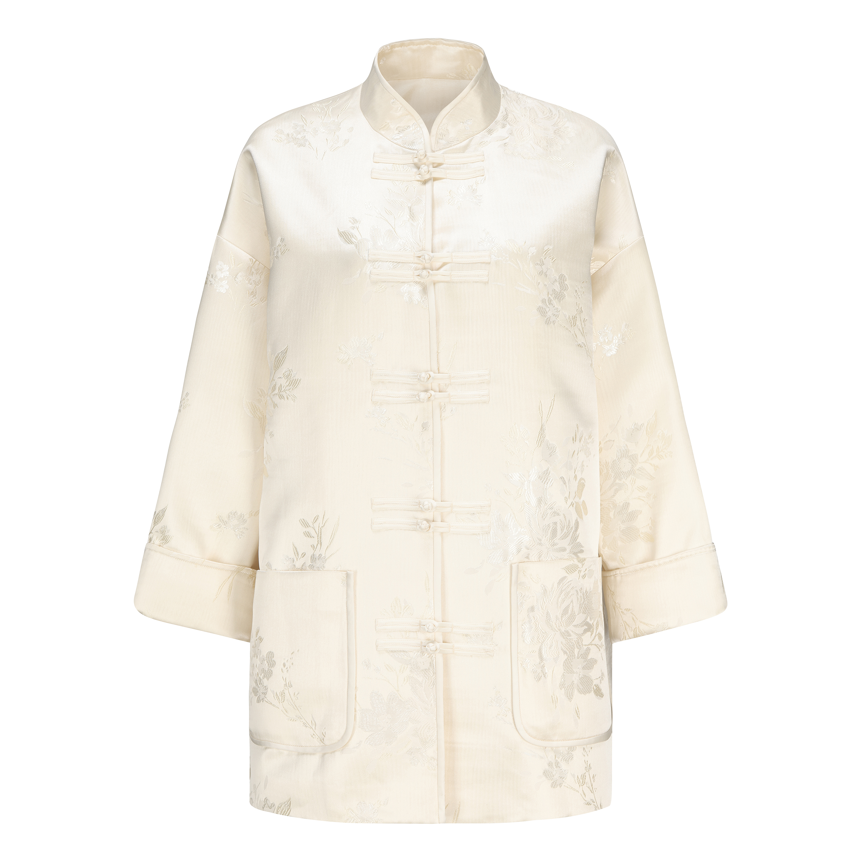 小江专属 x[鸢岘] 新中式米色白玉牡丹中式宽松提花外套