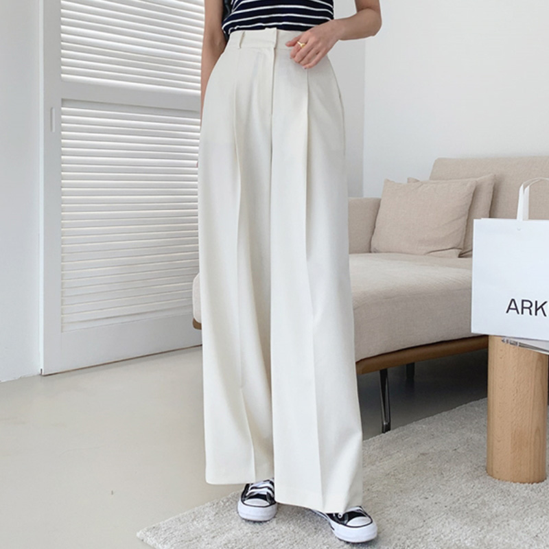 显瘦阔腿裤垂感直筒裤白色百搭垂坠拖地高腰休闲薄款2024新款长裤