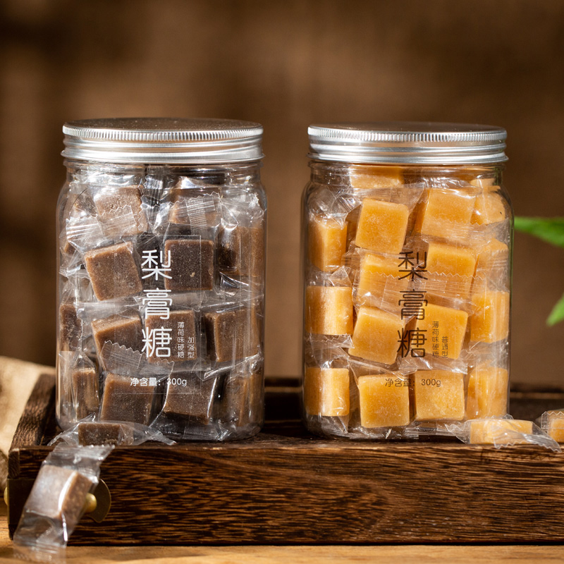 相识以猴 百草梨膏糖老式手工雪梨糖清凉薄荷味润喉糖300克