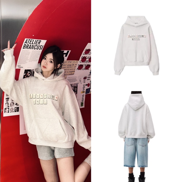 Alexanderwang/亚历山大王 FW23连帽麻将图案长袖卫衣 男女同款
