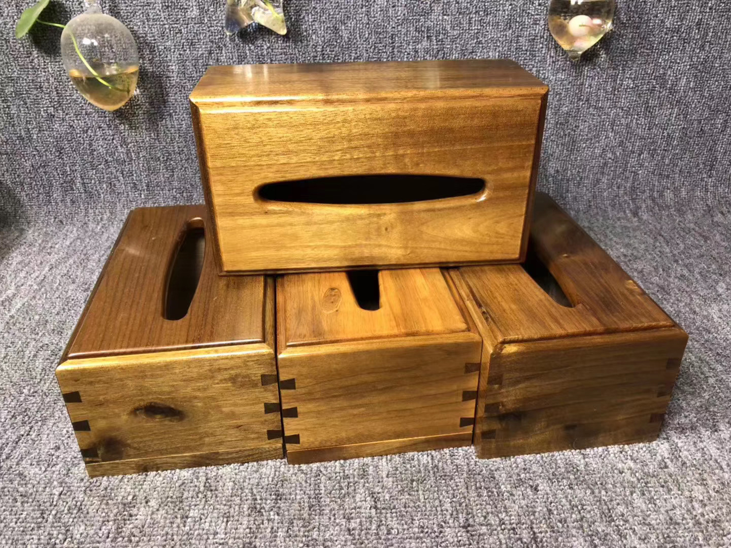 金丝楠阴沉木  老料中大号纸巾盒