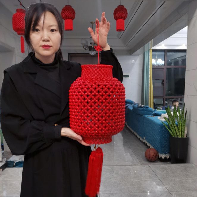 晴晴妈经典大红灯笼材料包藤条编织DIY手工编织新年手工制作灯笼