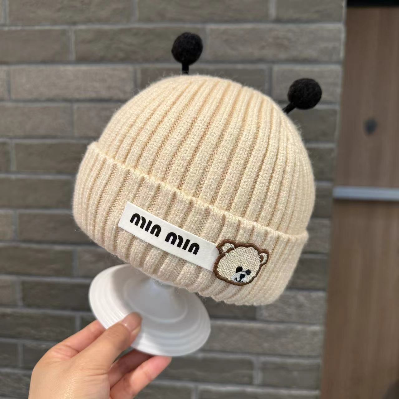 宝宝帽子秋冬款毛线帽婴幼儿可爱卡通针织护耳帽男女童时尚套头帽