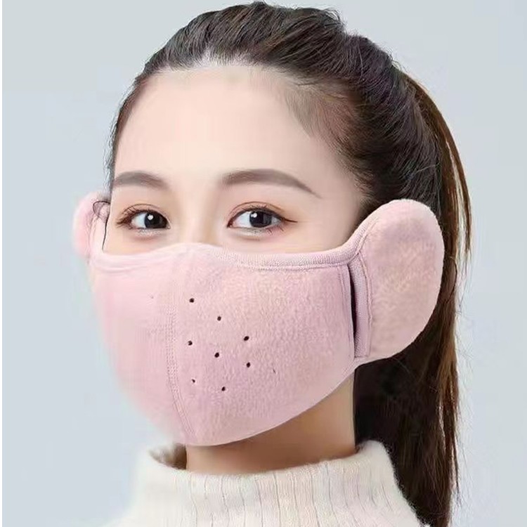 冬季保暖口罩男女加绒加厚防寒防风耳罩骑车护脸面罩护耳口罩一体