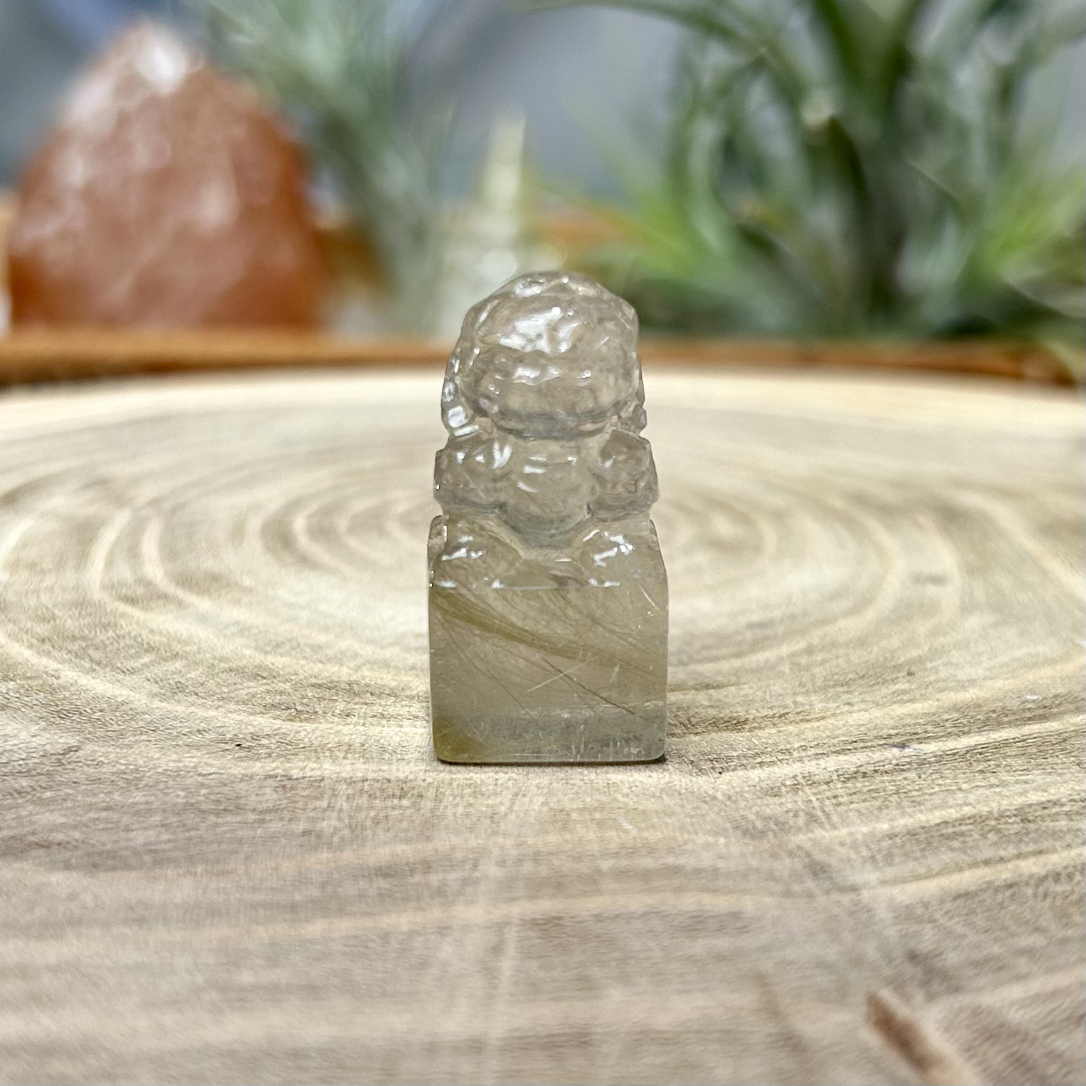 天然金发晶小狮子印章