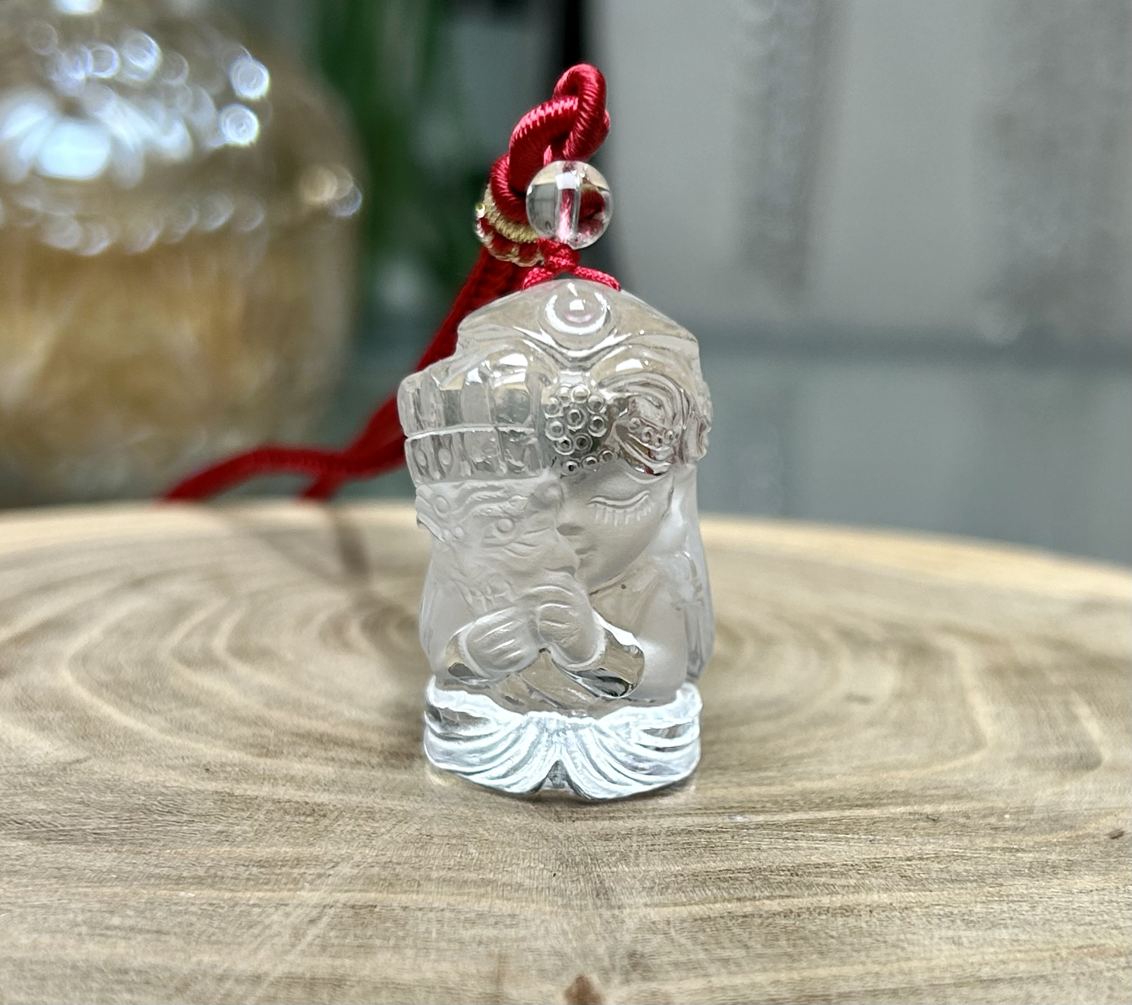 天然白水晶扎基拉姆前世今身像吊坠挂件