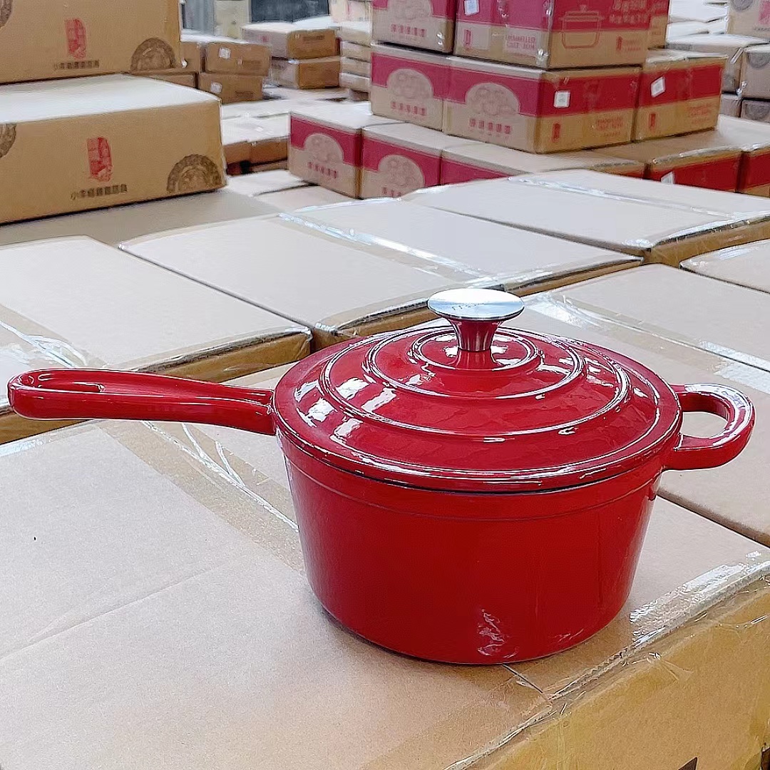 小幸福铸铁宝宝辅食锅珐琅小奶锅不粘锅热奶煮粥婴儿蒸煮多功能锅