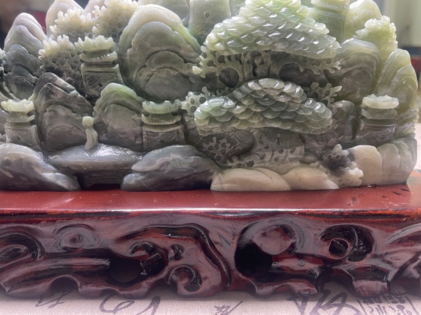 天然和田玉山水摆件