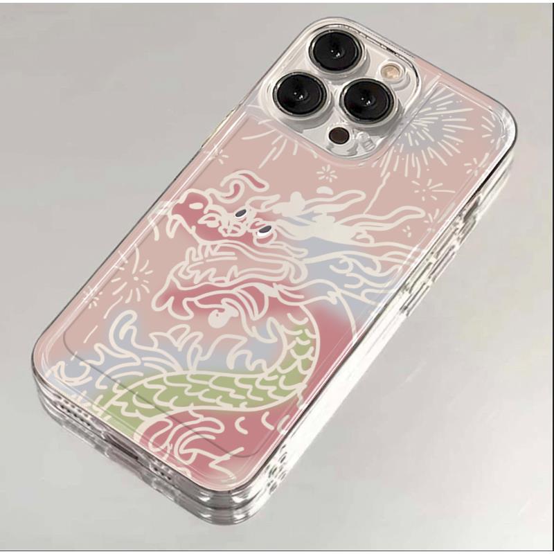 镂空烟花龙iPhone15ProMax手机壳苹果14PRO透明13新年12 11全包xr