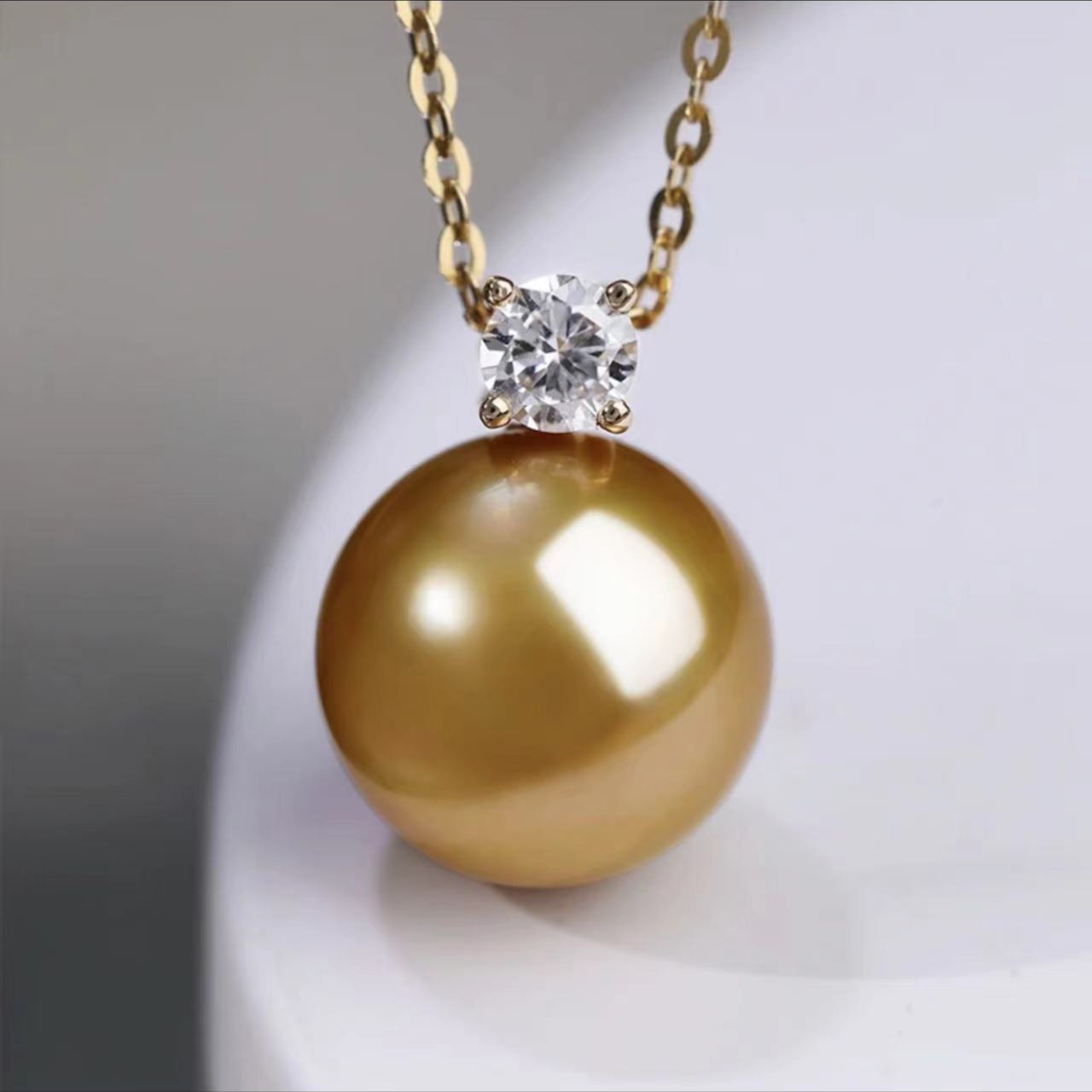 南洋金珠无暇正圆11-12mm戴妃款时尚简约四季百搭吊坠