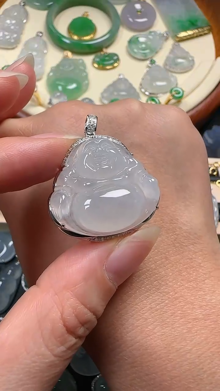 【闪购商品】翡翠颈饰18K金镶嵌翡翠佛公