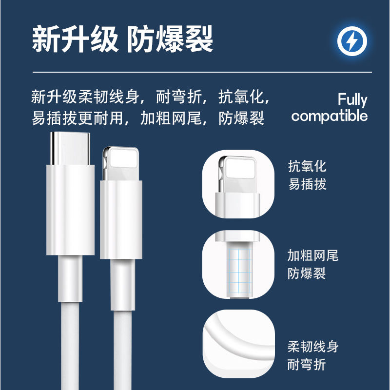 适用苹果PD30W快充线适用苹果充电线闪冲套装12/13/14手机数据线